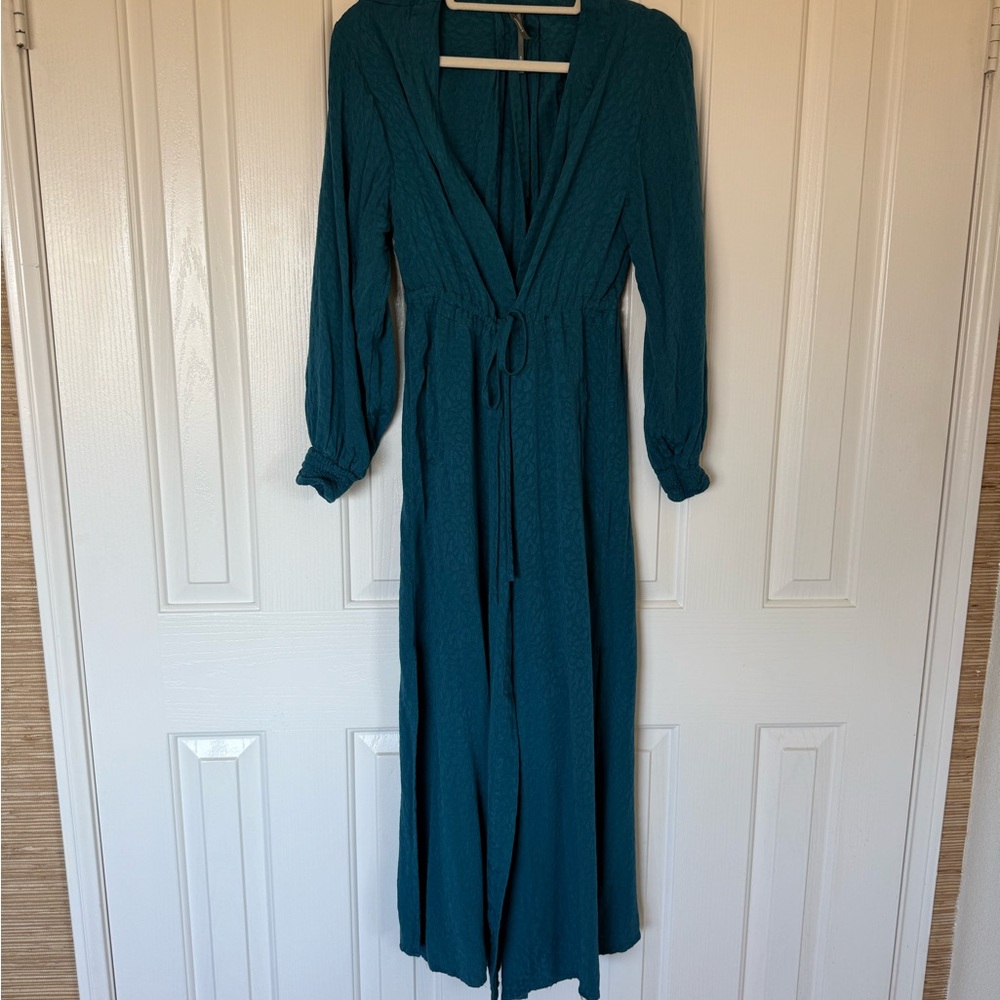 Anthropologie Deep Teal Long Sleeve Dress